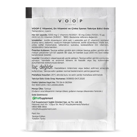 Voop Food Supplement Containing Vitamin C, Zinc And Vitamin D3 20 chassis