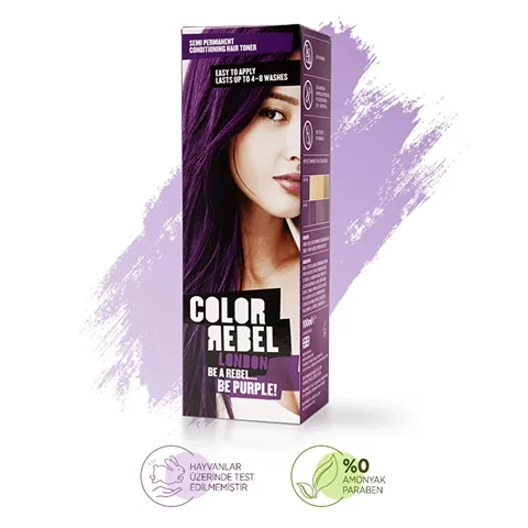 Color Rebel صبغة شعر شبه دائمة خالية من البارابين والأمونيا من كولور ريبيل لندن، بنفسجي، 100 مل