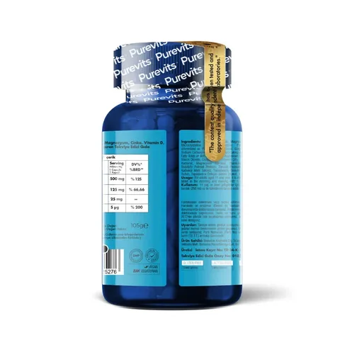 Purevits Calcium Magnesium Zinc+ Plus Vitamin D Food Supplement 60 capsules