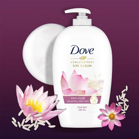 Dove Moisturizing Liquid Soap Lotus Flower &amp; Rice Milk Extract 450 ml