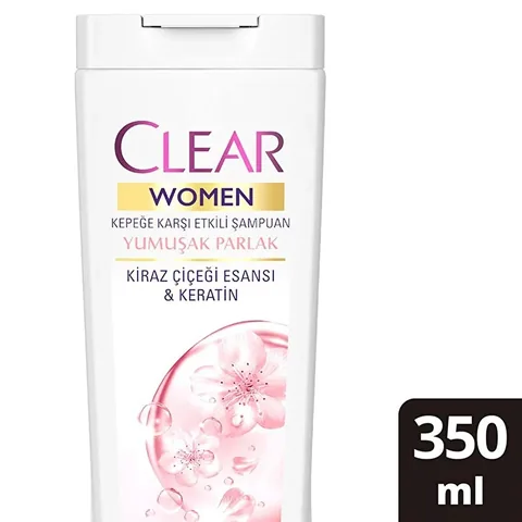 Clear شامبو كلير وومن المضاد للقشرة بخلاصة زهرة الكرز الناعمة واللامعة والكيراتين 350 مل