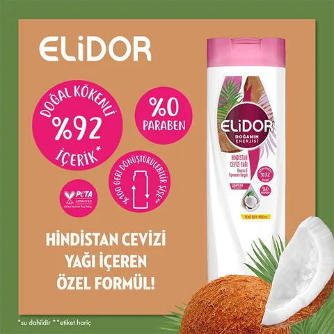 Elidor Nature's Energy Hair Care Shampoo Coconut Oil Repair &amp; Anti-damage 400 ml