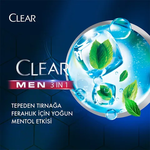 Clear Men 3 in 1 Shampoo &amp; Shower Gel Refreshing Menthol Effect For Hair Face Body 350 ml