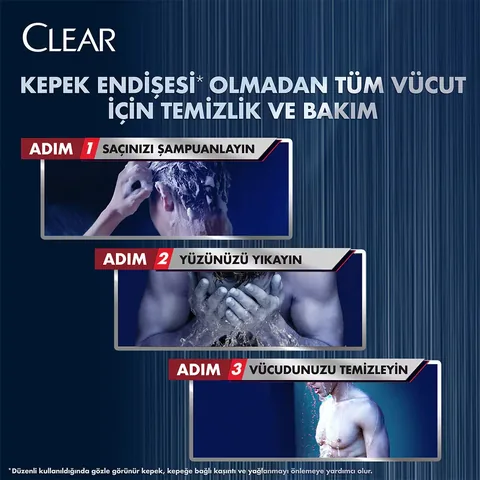 Clear Men 3 in 1 Shampoo &amp; Shower Gel Refreshing Menthol Effect For Hair Face Body 350 ml