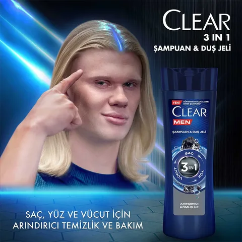 Clear Men 3 in 1 Shampoo & Shower Gel A Purifying Charcoal For Hair Face Body 350 ml