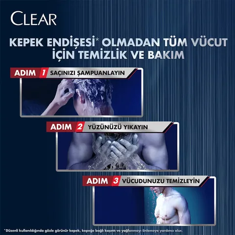 Clear Men 3 in 1 Shampoo & Shower Gel A Purifying Charcoal For Hair Face Body 350 ml