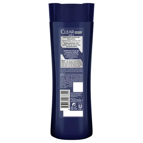 Clear Men 3 in 1 shampoo &amp; Shower Gel Purifying Charcoal 350 ml