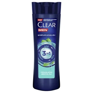 Шампунь и гель для душа Clear Men 3 в 1 Освежающий ментол 350 мл