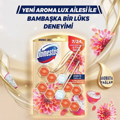 Domestos Toilet Block Aroma Lux Star Flower &amp; Dragon Fruit 2x50 gr