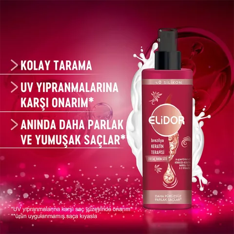 Elidor Brazilian Keratin Therapy Liquid Hair Care Milk 200 ml + Keratin Care Cure 90 ml 200 ml + 90 ml