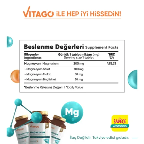 Vitago Magnesium Triple Effect Tablet 30's