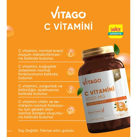 Vitago أقراص فيتاجو فيتامين سي 1000 مجم، 60 قرصًا