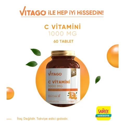 Vitago أقراص فيتاجو فيتامين سي 1000 مجم، 60 قرصًا