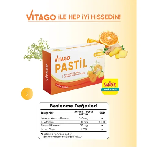 Vitago Pastille Vitamin C Iceland Moss Ginger 16 pack