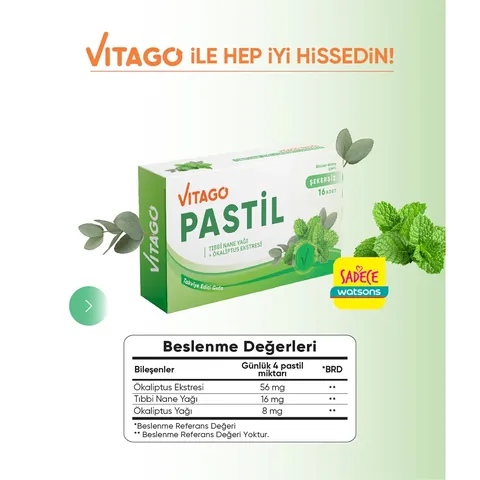 Vitago Pastilles Medical Mint Eucalyptus Oil 16 pcs