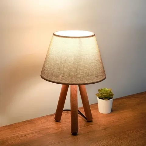 Beiger Stoff- und Holzlampenschirm AYD-3171 von Homing Design