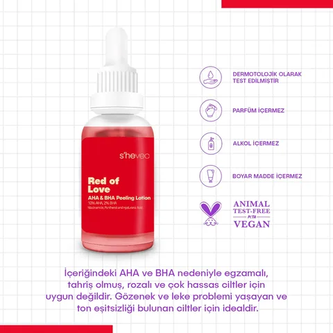 She Vec Red Of Love Aha+ Bha Facial Peeling 30 ml