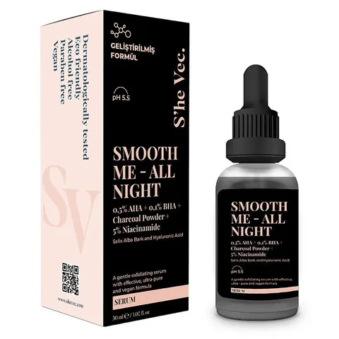 She Vec Smooth Me All Night Active Charcoal Black Serum 30 ml