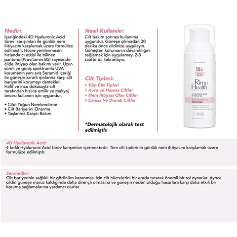 Rimu Health Intensive Moisturizing Daily Spf50+ Sun Cream 50 ml