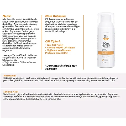 Rimu Health For Oily And Combination Skin Spf50+ Sunscreen 50 ml