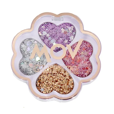 Mov Clover Glitter Eyeshadow Palette - 4 Pigmented Pearlescent Shades