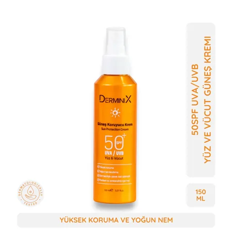 Солнцезащитный спрей-крем для лица и тела SPF 50+ 150 мл от Derminix