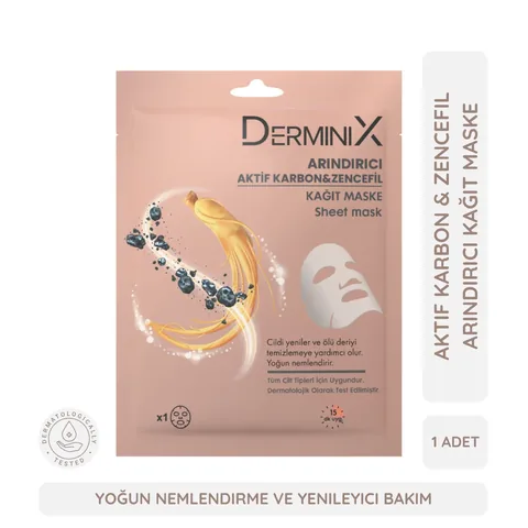 Очищающая бумажная маска Derminix с активированным углем и имбирем 1 шт.