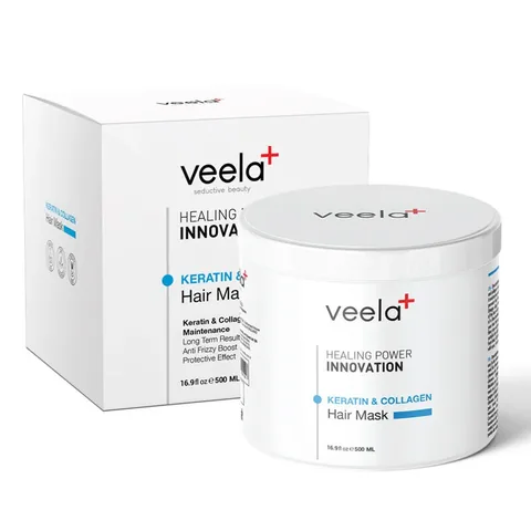 Veela قناع العناية بالكولاجين والكيراتين من فيلا للشعر الجاف والتالف 500 مل