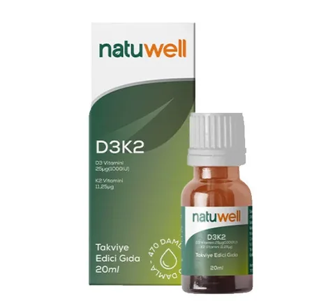 Natuwell D3K2 Tropfen 20ml - Vitamin D & K2 Ergänzung