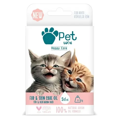 Pet Love Natürliches Haarpflegeöl für Katzen und Hunde, 5 x 1ml