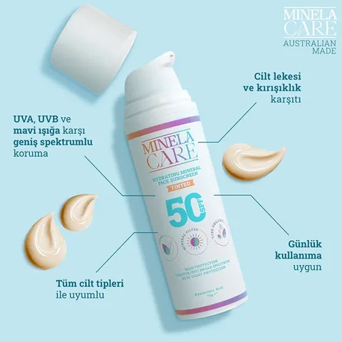 Minela Care Spf 50 tinted Moisturizing Face Sun Cream 70 gr