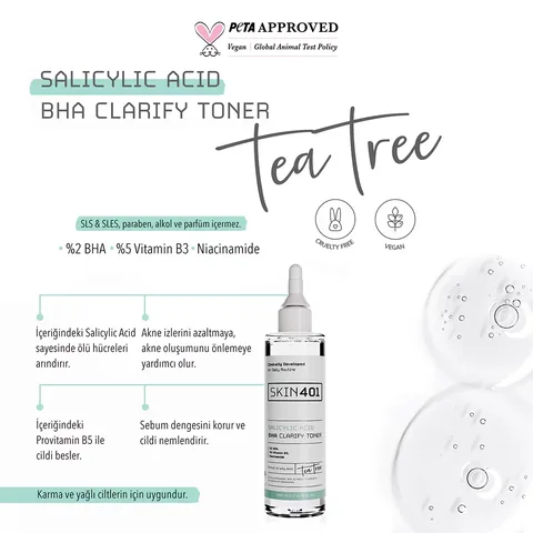 Skin401 Salicylsäure BHA Klärendes Gesichtswasser - 200ml