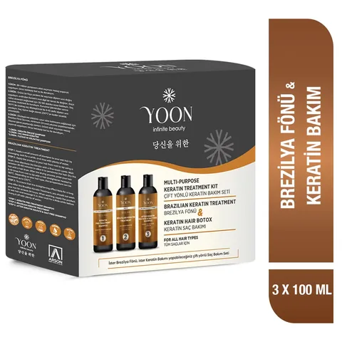 Yoon Brazilian Blow Dry Hair Straightening & Keratin Botox Strengthening And Nourishing Home Keratin Care Set (3 x 100 ml)