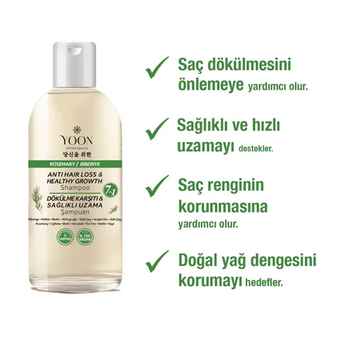 Yoon Anti Hair Loss Helps Fast Hair Growth 7 active Rosemary Salt-free Shampoo 400 ml