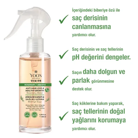 Yoon Anti Hair Loss Helps Fast Hair Growth 7 active Rosemary Hair Care Water 200 ml