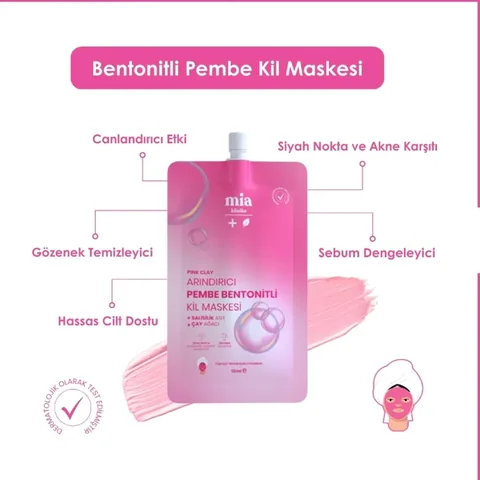 Mia Clinica Pink Bentonite Clay Mask for Blackhead Removal and Pore Tightening - 15 ml