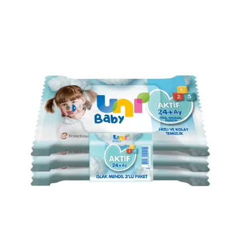 Uni Baby Active Wet Wipes 3x15 Pack for Kids 24+ Months