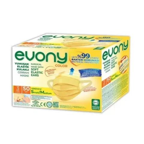 Evony 3-lagige gelbe Masken - 50 Stück