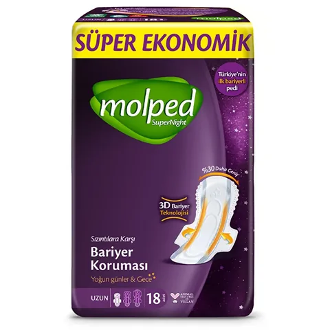 Molped SuperNight 18 Stück Slipeinlagen - Ultra saugfähig & auslaufsicher