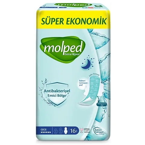 Molped Extra Hygiene Antibakterielle Ultra Nachtbinden 16 Stück
