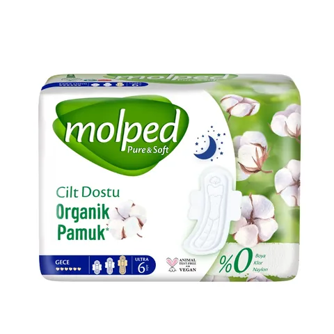 Molped Sanitary Pad Ultra Pure &amp; Soft Single Night 6-Pack