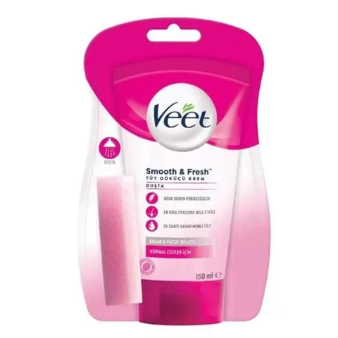 Veet كريم فيت لإزالة الشعر أثناء الاستحمام للبشرة العادية 150 مل مع إسفنجة هدية