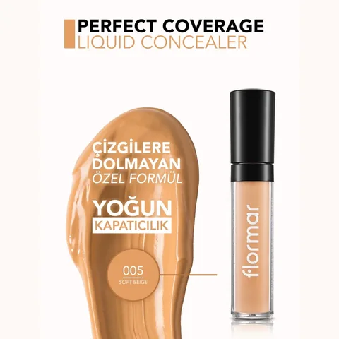 Flormar Perfect Coverage Lightweight Concealer 005 soft Beige: Warm Undertone