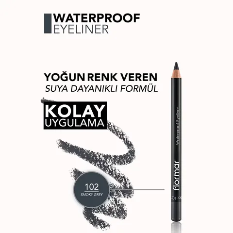 Flormar Waterproof Eyeliner 102 smoky Gray