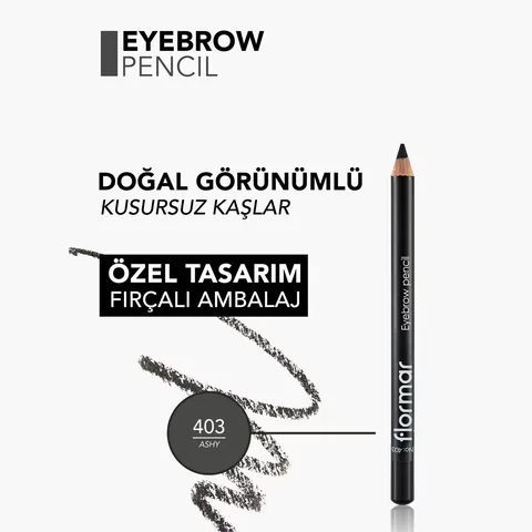 Flormar قلم حواجب فلورمار ذو طرف ناعم وفرشاة للمزج 403 رمادي