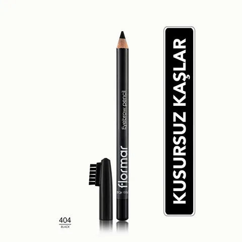 Карандаш для бровей Flormar 404 черный с мягким наконечником и кисточкой для растушевки