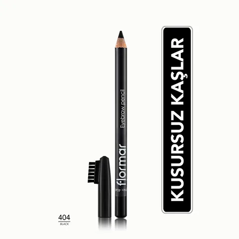 Карандаш для бровей Flormar 404 черный с мягким наконечником и кисточкой для растушевки