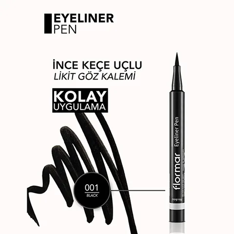 Flormar Intense Pigmented And Felt Tip Matte Pencil Eyeliner 001 black