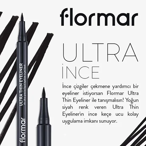Flormar Ultra Thin Fine Felt Tip Matte Pencil Eyeliner 001 black