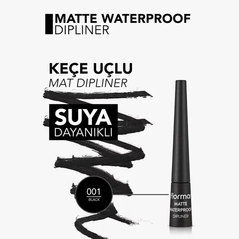 Flormar Matte Waterproof Intense Pigmented And Matte Finish Dipliner 001 black